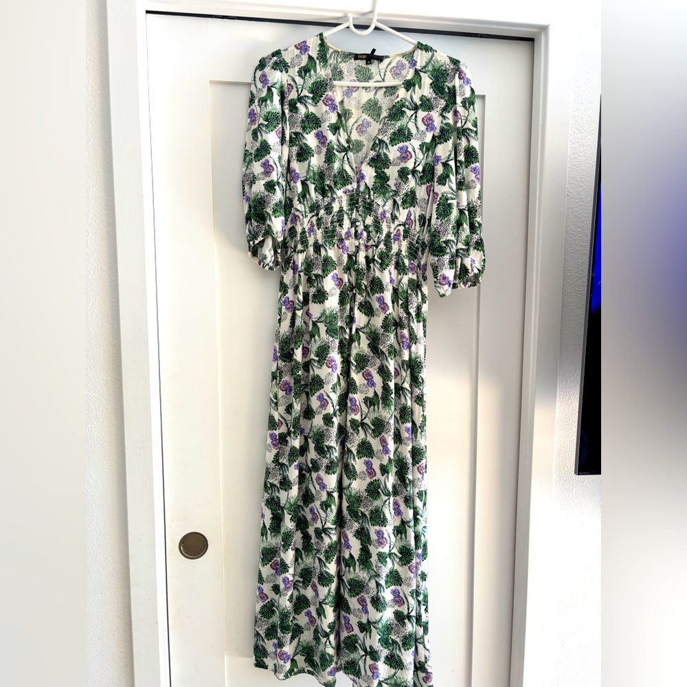 MAJE Floral Green and Purple Women's Dress